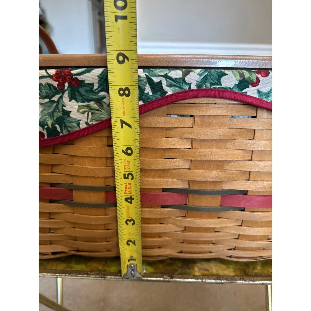 Longaberger Treasures Basket Holly Liner Wood Lid Protector 2002 Handwoven USA